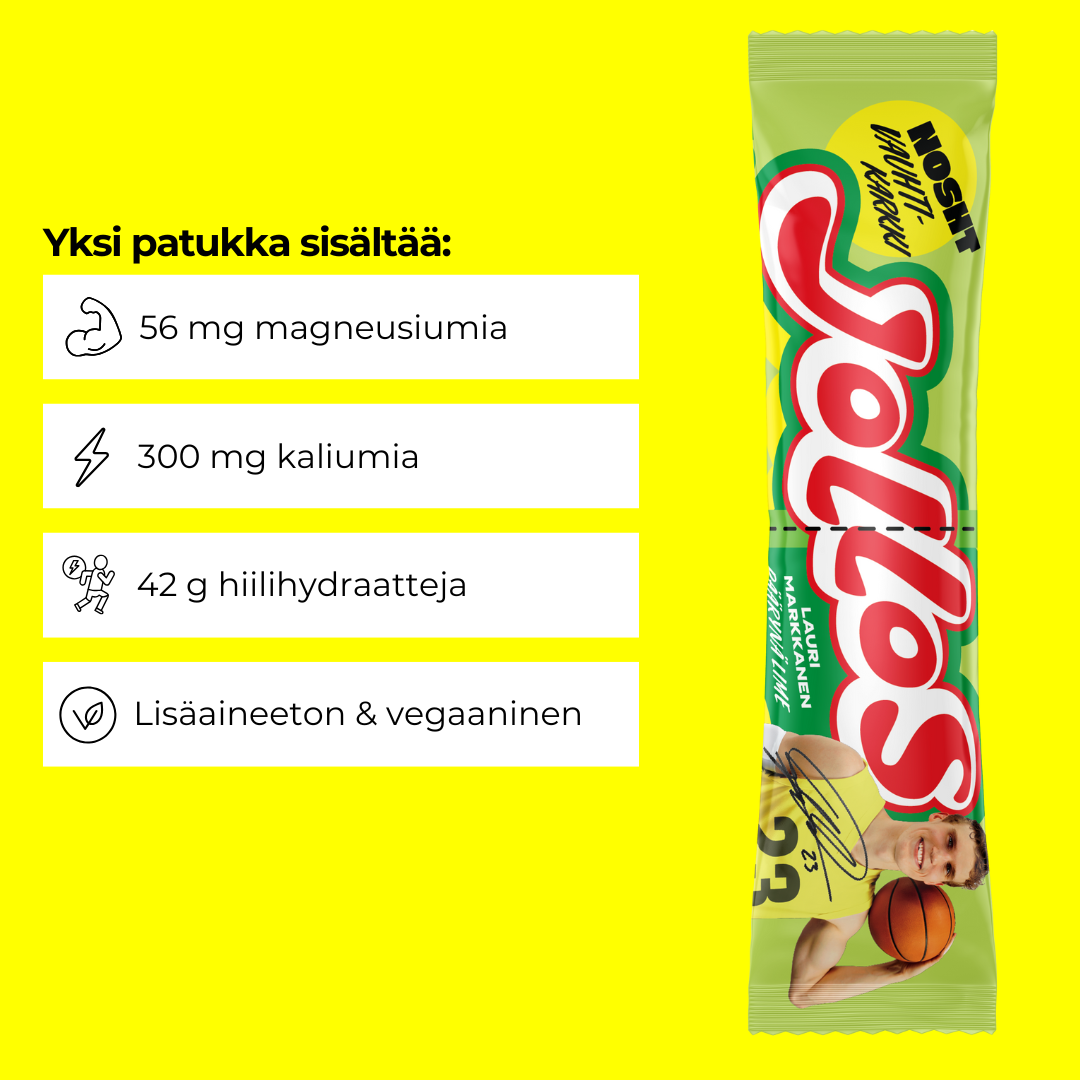 Jollos Vauhtikarkki Lauri Markkanen Päärynä Lime