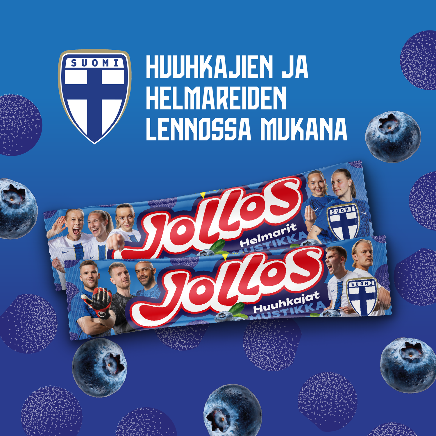 Jollos Vauhtikarkki - Huuhkajat & Helmarit Mustikka 52g