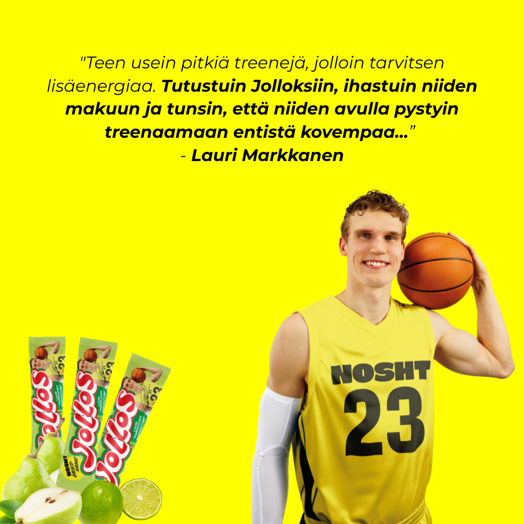 Jollos Vauhtikarkki Lauri Markkanen Päärynä Lime